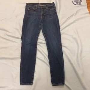 7 for all Mankind skinny jeans, blue wash, sz 28 waist & 28” inseam